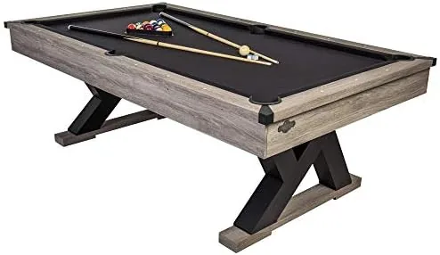 american legend kirkwood 90 billiard table with rustic finish k shaped legs and black cloth brown